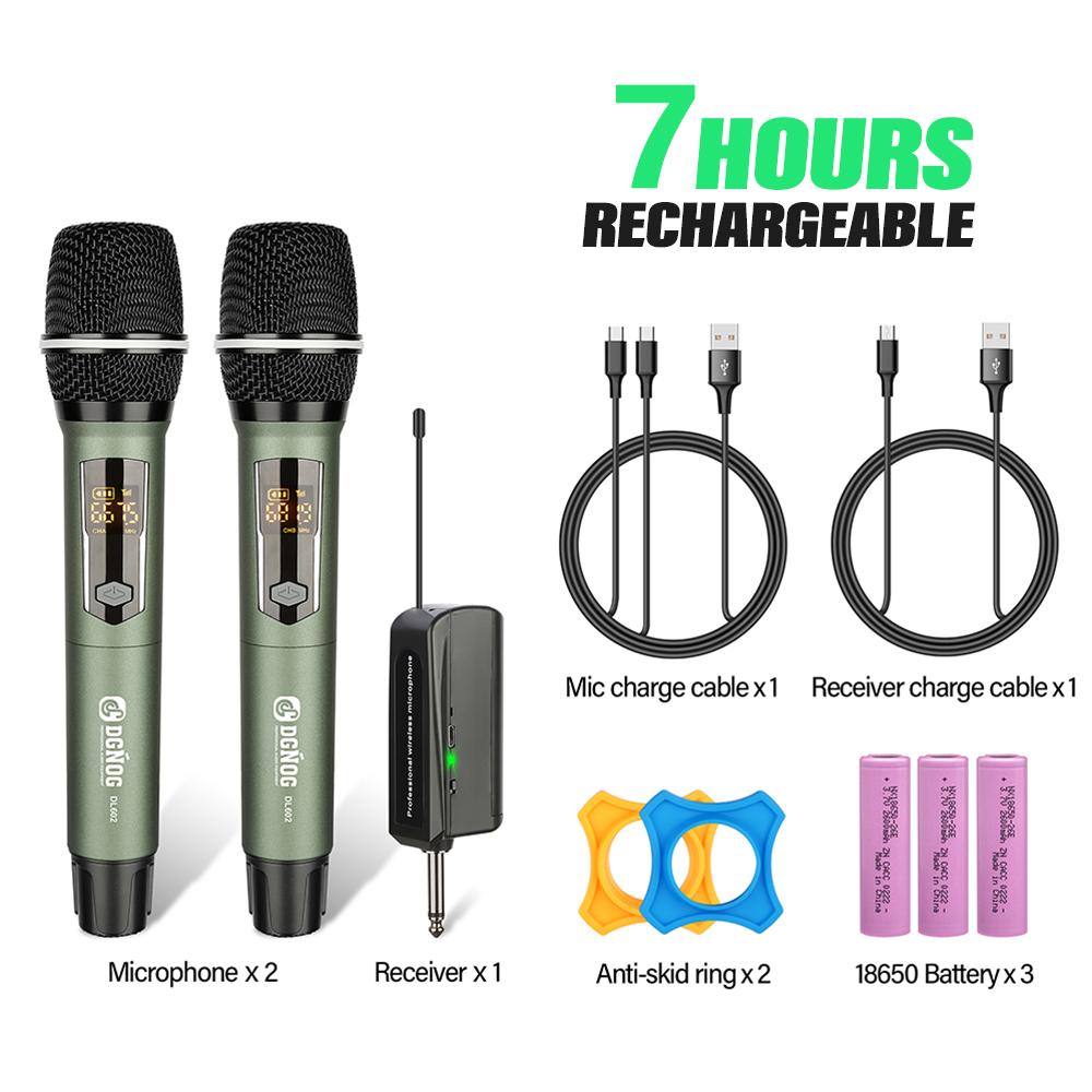 

2-канальный беспроводной микрофон UHF Двойной ручной динамический микрофон для караоке 60 м для сцены, церкви, вечеринки, школы, PA-динамика DL602