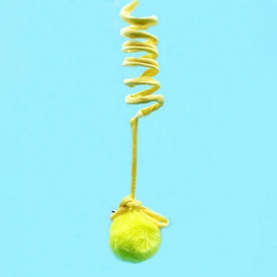 3Pcs Hanging Fluffy Catnip Ball Toys Play Interactive Kitten Exercise Toy with Bell Long Tail Plush Teaser Ball for Indoor Outdoor Play