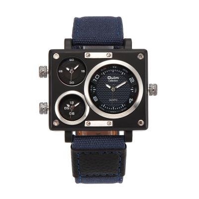 Oulm Large Dial Casual Men S Watch Hand Multi-Time Zone Square Quartz Men S Watch Military Watch