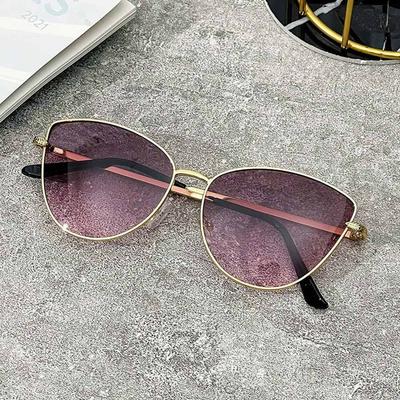 Quadratische Cat-Eye-Sonnenbrille UV400-Schutz Ozean-Gläser Sonnenbrille Strand Reise Streetwear Metallrahmen Sonnenbrille