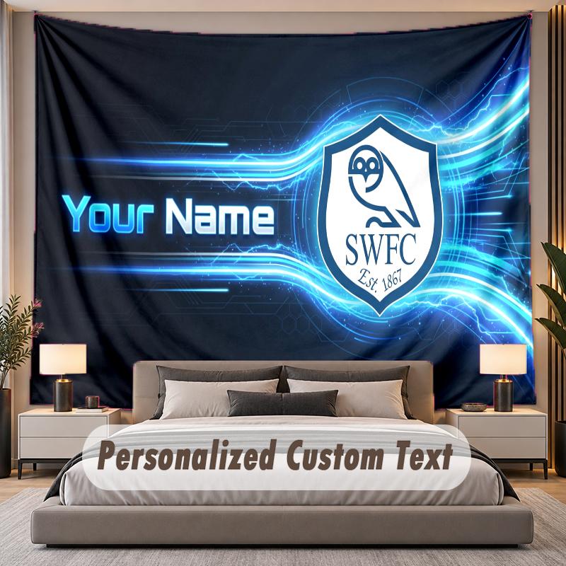 Custom Name Text Tapestry Sheffield Wednesday FC Personalized Polyester Wall Tapestry For Bedroom And Room