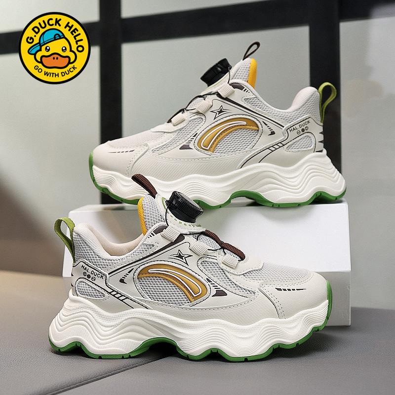 Little yellow duck boys' shoes 2025 new spring and autumn children's sports shoes rotating buckle girls' shoes platform children's dad shoes