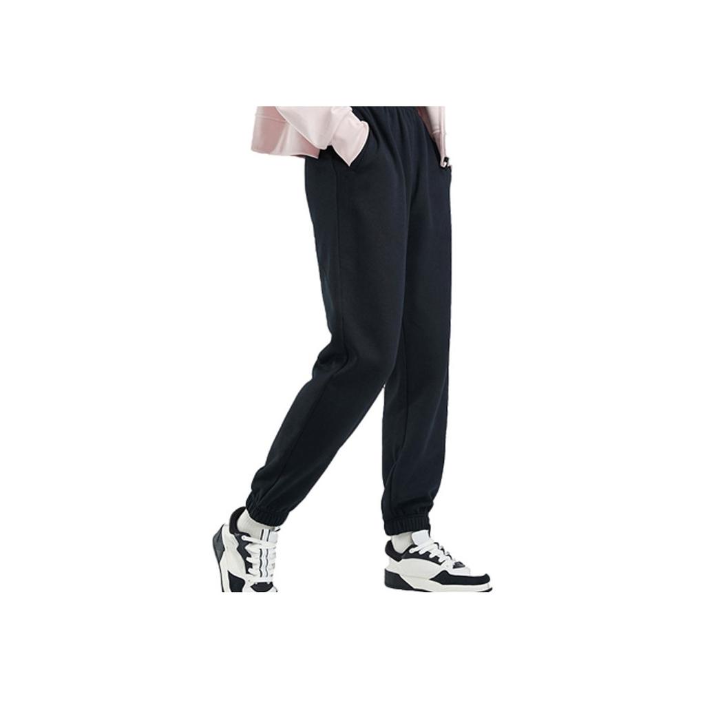 Anta Sports Lifestyle Series Solid Color Loose Breathable Cuffed Knitted Sports Pants Women Bottoms Basic-Black 962357306-1
