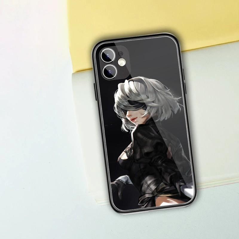 Cute Girl Nier Automata Phone Case For IPhone 14 13 12 11 XS X 8 7 6 Plus Mini Pro Max SE 2022 Black PC TPU Glass Phone Cover