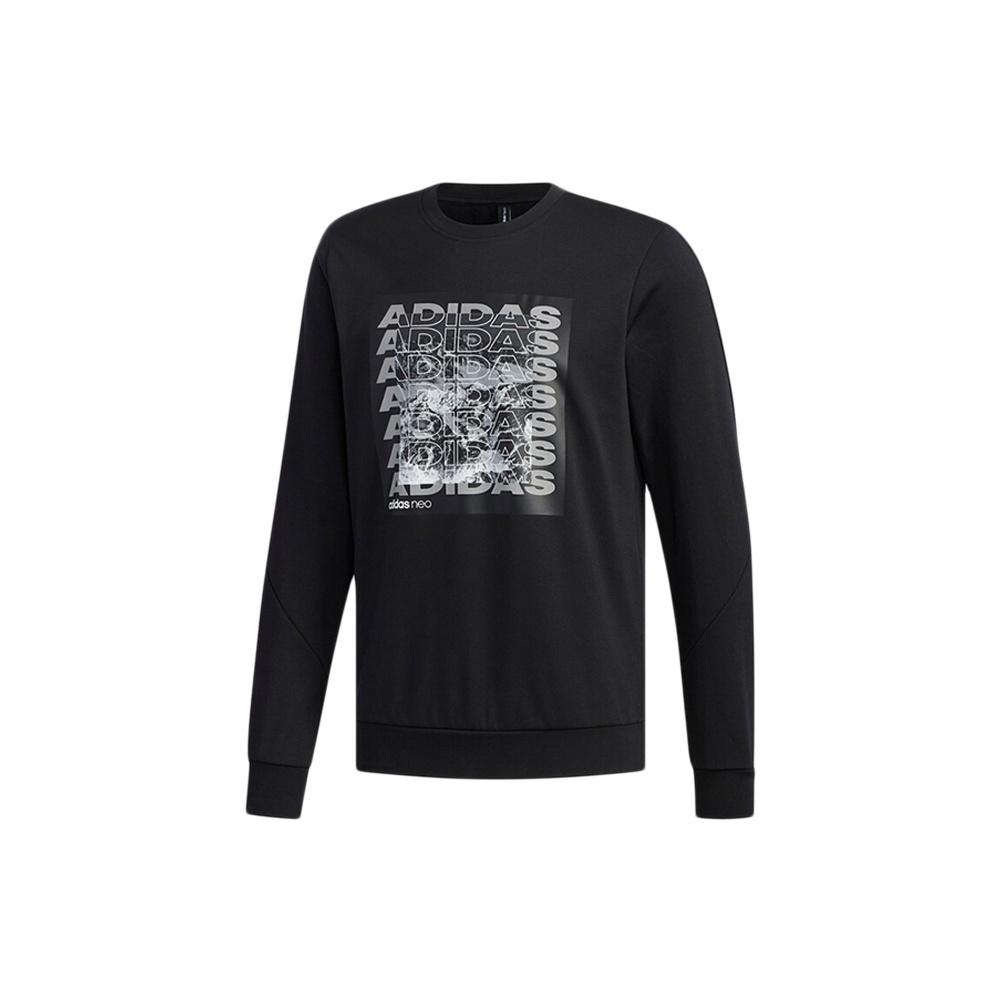 adidas neo Csgrswtshrt Sports Round Neck Knit Pullover Long Sleeves Black Men s EI4509 M