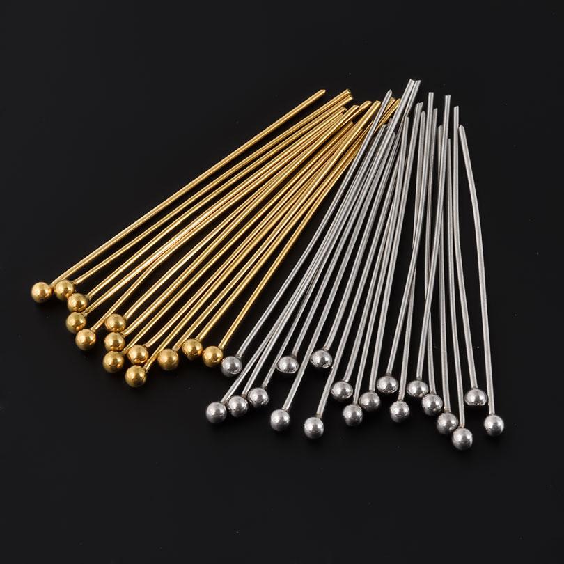100Pcslot High Quality Stainless Steel Ball Head Pins For Jewelry Making Supplies Pvd Round Head Needle Connectors Accessories