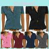 Women V Neck Short Sleeve Shirt Blouse Ladies Summer Tshirt Tops Tee Size Plus