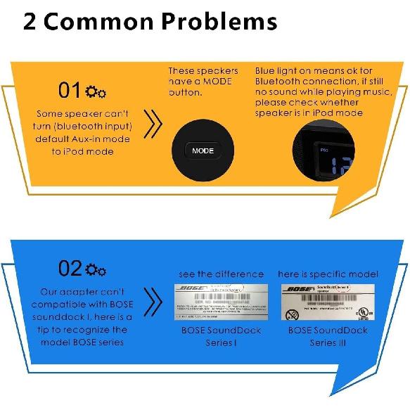 30 Pin Bluetooth Adapter, Wireless 30Pin Stereo Audio Adapter Bluetooth 5.0 Music Receiver for Bose Sounddock II 2 10 Lifestyle V35 135 Digital Music