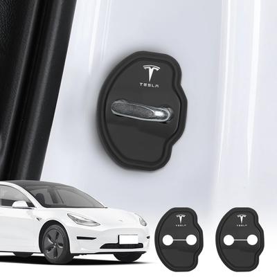 AABLU1 Für Model 3 S X Model Y Roadster SpaceX Cybertruck 4 Stück Auto Silikon Türschlossabdeckung Schutzaufkleber Zubehör