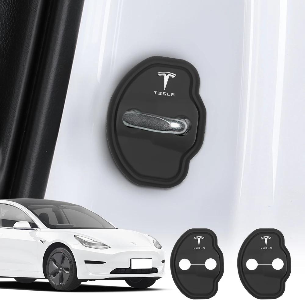 For Tesla Model 3 S X Model Y Roadster SpaceX Cybertruck 4Pcs Car Silicone Door Lock Cover Protective Stickers Accessories