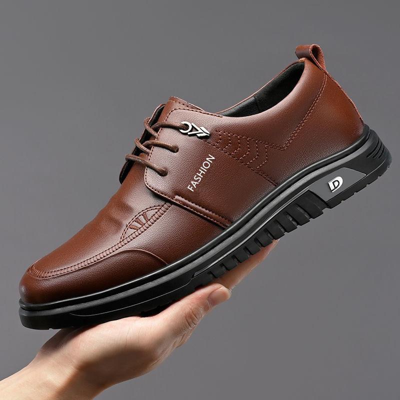 Fashion Men's Dress Shoes New Shiny Business Work Shoes Autumn Thick-soled Comfortable British Casual Men's Pu Leather Shoes for Men