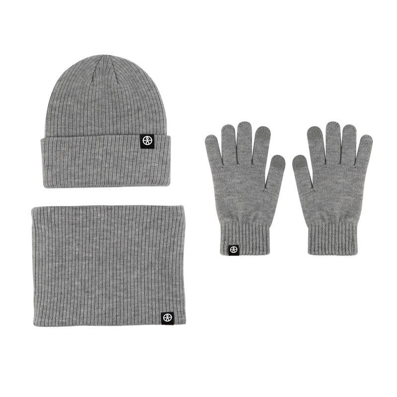 Milk Dragon New Red Set Windproof and Warm German Velvet Self-Heating Knitted Hat Scarf Gloves Three-piece Set