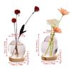 Transparent/Pink Creative Bubble Glass Vase With Wood Base Desktop Decorating Flowerpot  Home