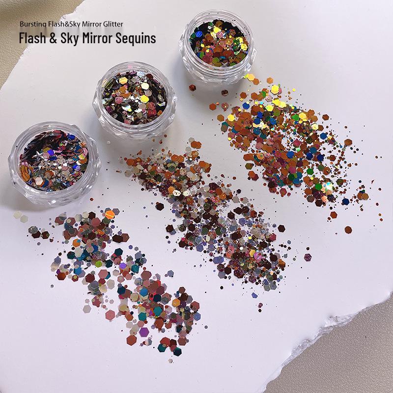 

Dreamy Hexagon Multi-Color Laser Nail Glitter Sequins
