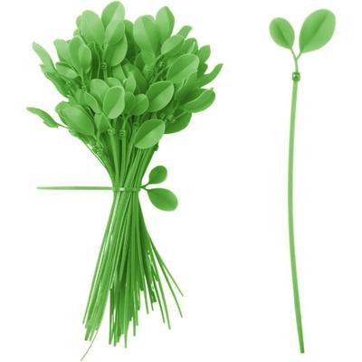50pcs Green Garden Plant Clips Leaves Shape Bold Cable Tie Plant Holder Lengthen Self-Locking Vegetable Growing Tool