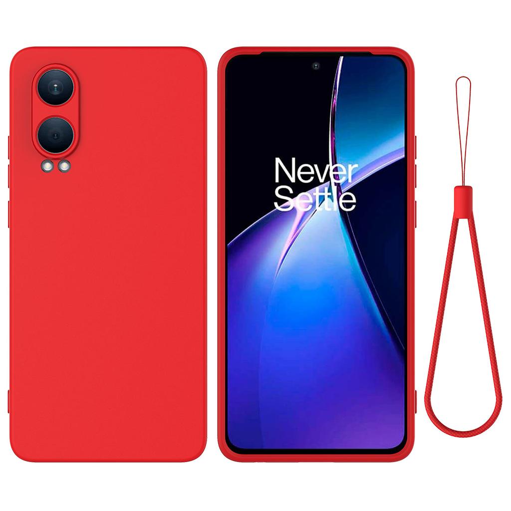 For Oppo K12x 5G (China)/OnePlus Nord CE4 Lite 5G Case Liquid Silicone Anti-Drop Phone Cover with Hand Strap