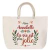 Beach Bag - PLANETEE - Life Is Prettier - Rope Handle - Large Size - Cotton