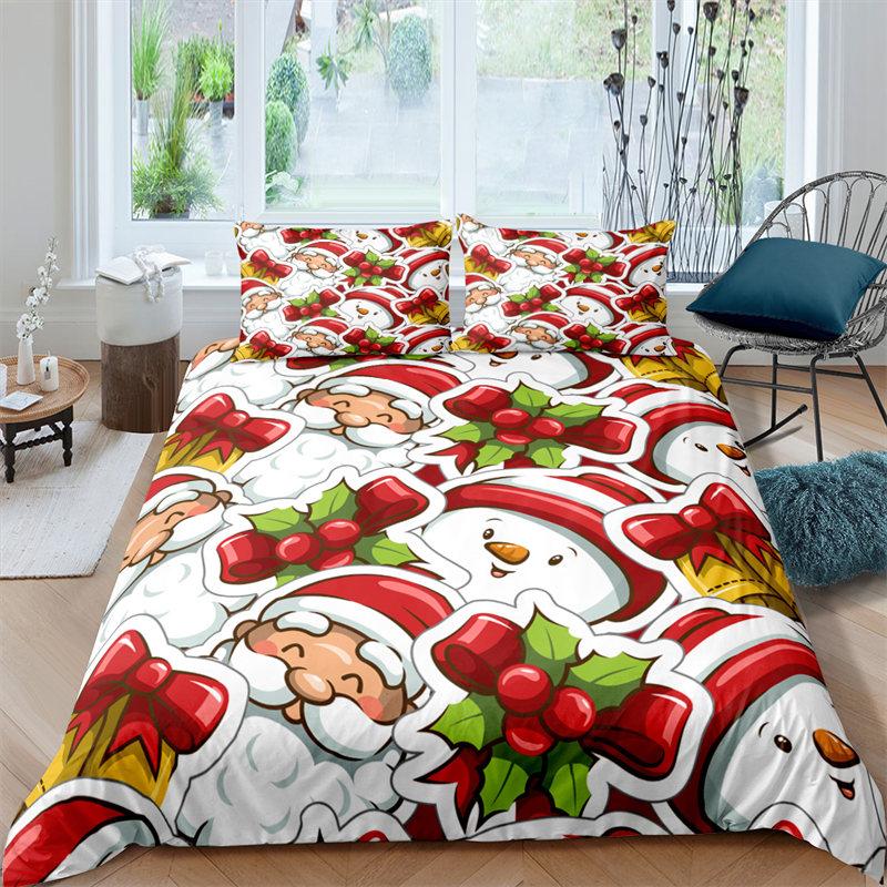Cartoon Santa Claus Bedding Set King Queen Size Microfiber Christmas Dogs 3D Print Duvet Cover For Kids Pillowcases Home Textile