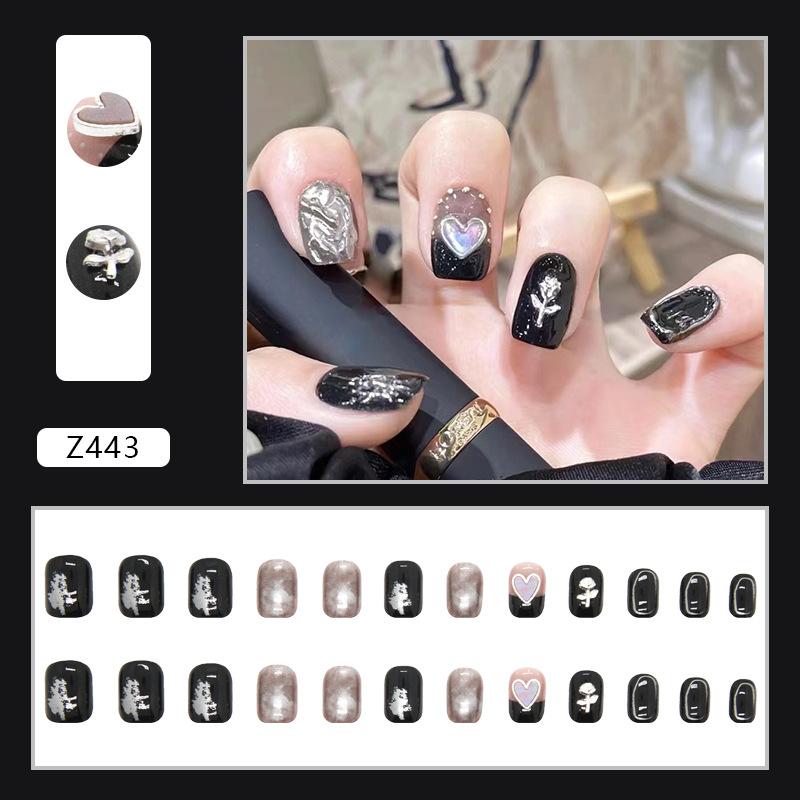 

Искусственные ногти Трехмерная Fairy Love Dark Sweet Cool Ins Style Wear Nails Продвинутая металлическая текстура розы для дизайна ногтей