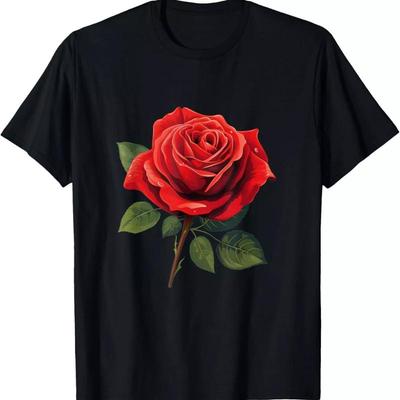 Rote Rosenblüte Äì Florale Botanische Ästhetik Naturkunst T-Shirt