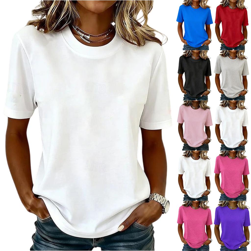 Women's Casual and Fashionable Round-neck Short-sleeved -shirt Top
