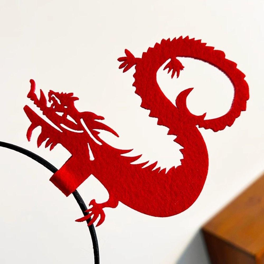 Cartoon 2024 Happy New Year Headband Red Hairband New Year Hairband Dragon Headband  Children