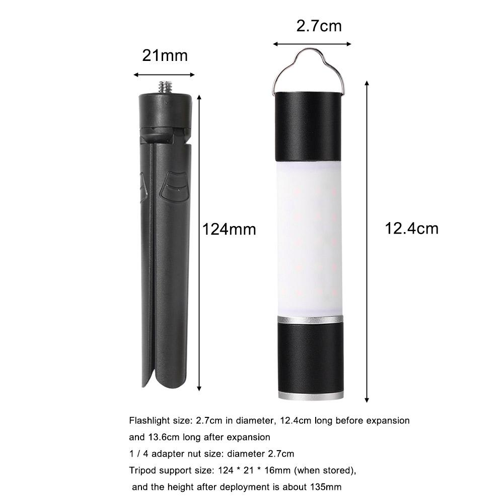 Outdoor Camping LED Telescopic Flashlight with Tripod Nuts Multifunctional Rechargeable Retractable Torch Light Table Lamp
