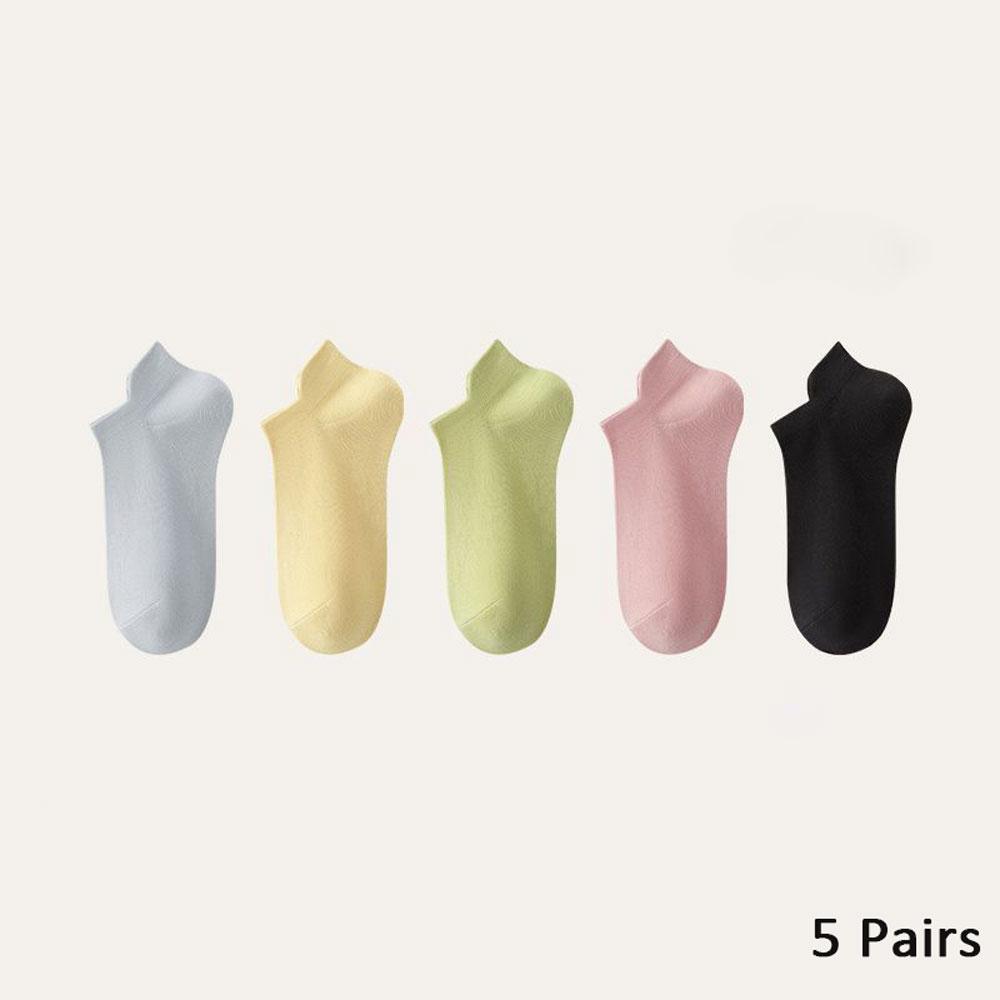 

5 пар модных хлопковых носков Y2K для женщин, нескользящие, дышащие, однотонные носки Harajuku цвета конфет One Size