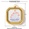 1 Stück 304 Edelstahl Charms 18K Vergoldet Mehrfarbig Bedruckt Quadratisch Vogel Mond Schmetterling Anhänger Für DIY Halskettenherstellung