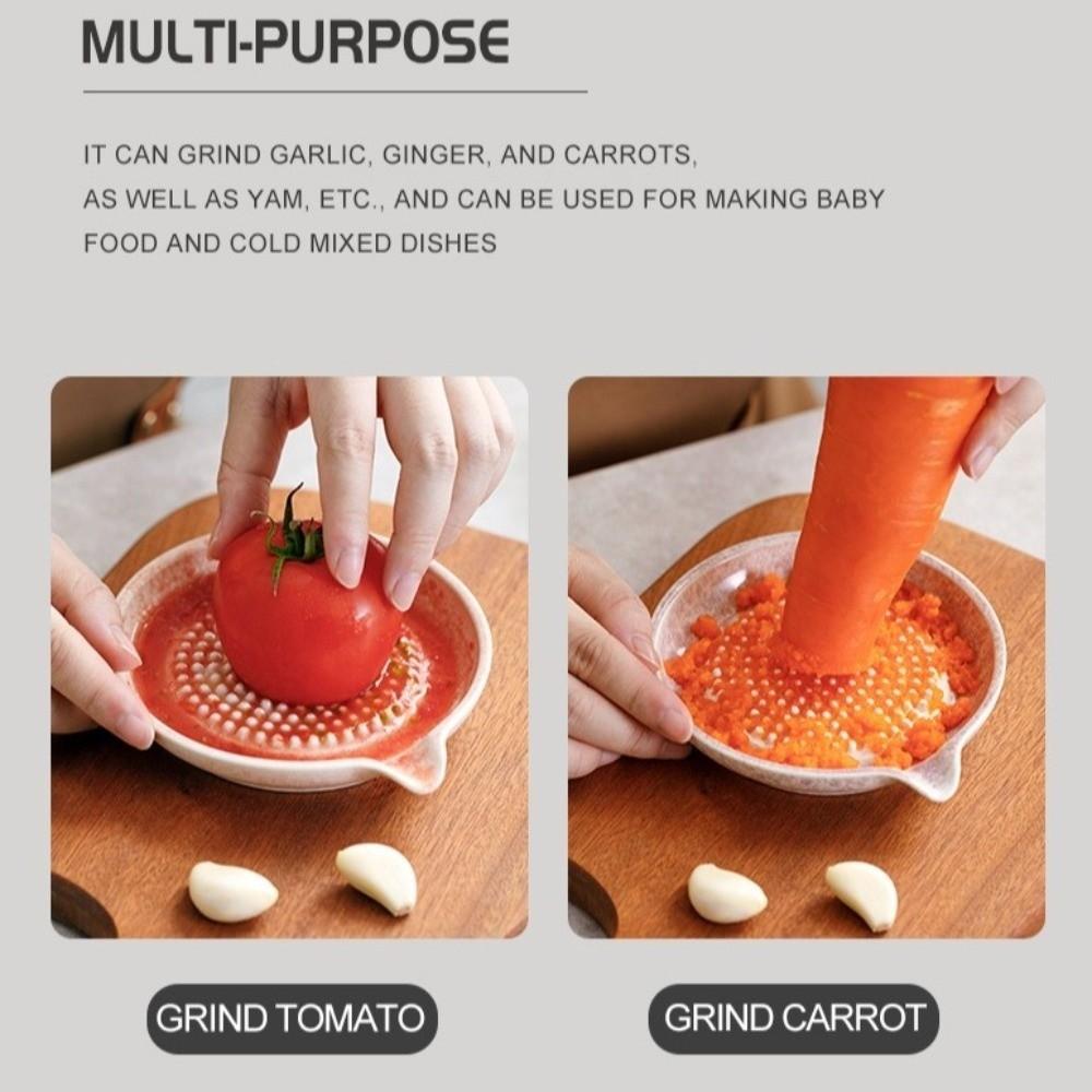2-in-1 Garlic Sauce Bowl Handheld Garlic Paste Maker Handmade Ceramic Garlic Grater  Household Use