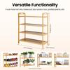 4-Layer Natural Bamboo Shoe Rack, Multi-Functional Open Shoe Storage Rack,  for Entryway, Hallway,Closet Shoe Organization