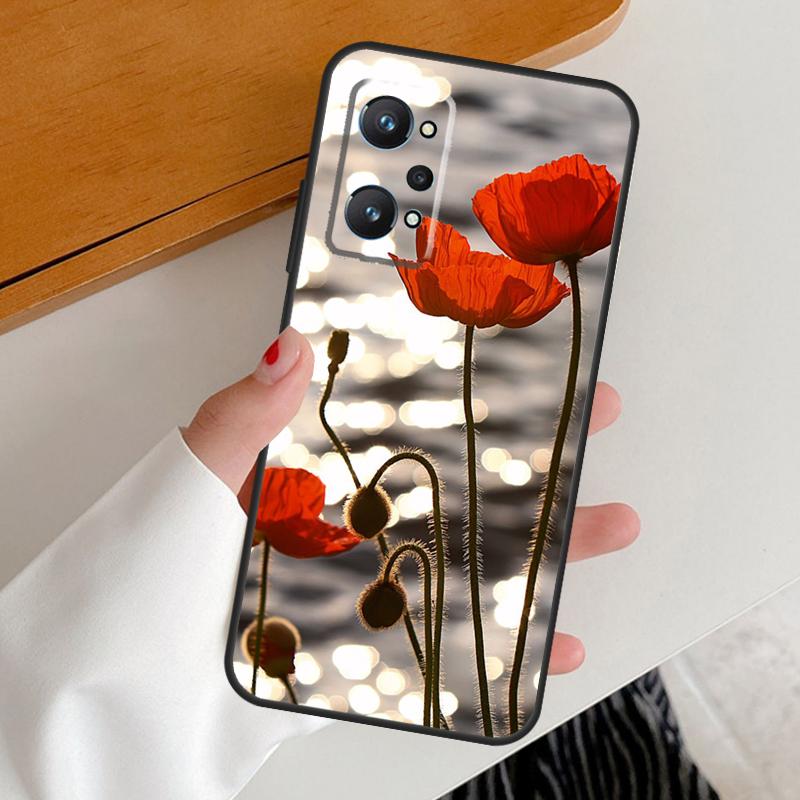 Red Corn Poppy Flower For Realme 15 Pro GT7 GT6 10 11 12 13 14 Pro Plus C67 C63 C61 C55 C51 C53 C35 C75 C65 Case