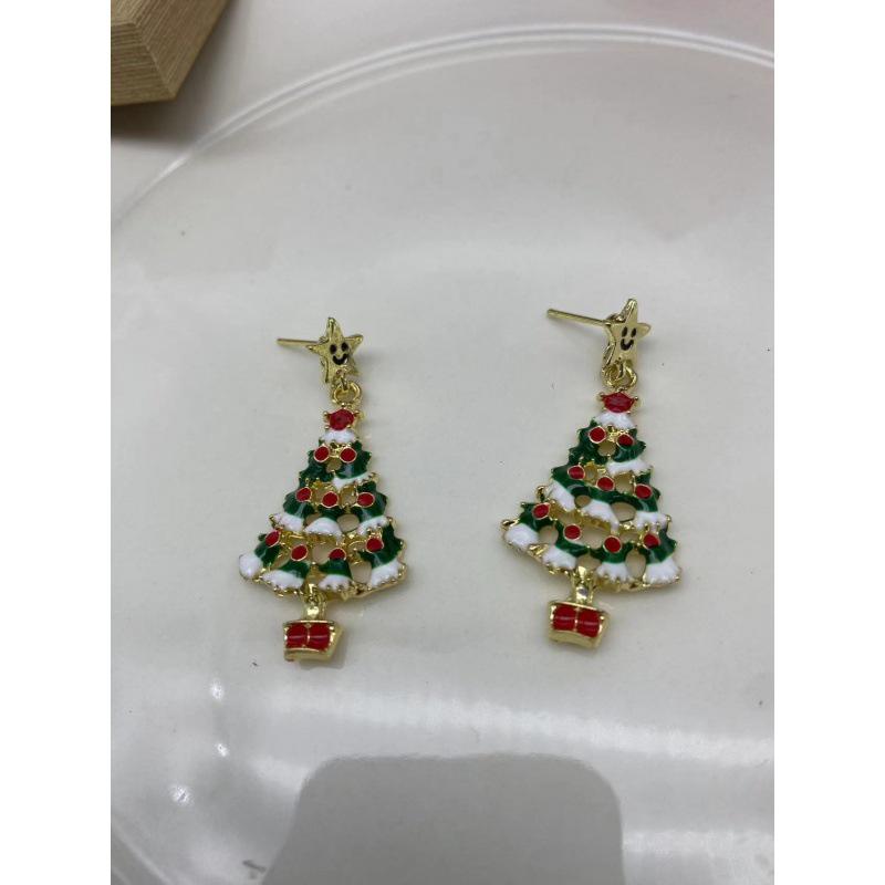 

Colorful Christmas Tree Enamel Stud Earrings Set - Cute Cartoon Design for Women