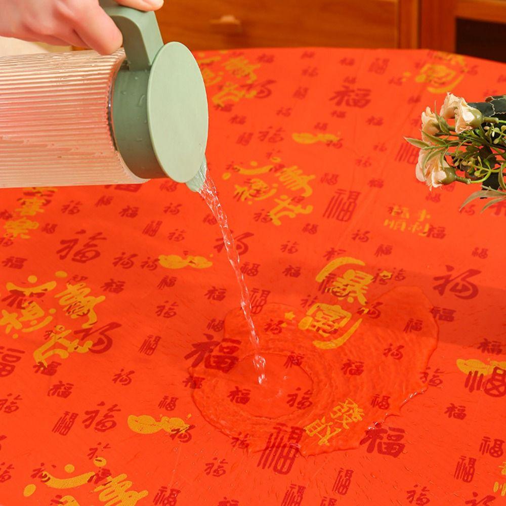Oil-proof Tablecloth PEVA Table Cover Durable Chinese New Year Table Cloth  New Year Party Supplies