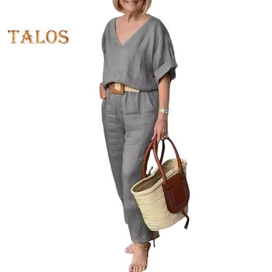 

2 шт./компл., блузка, комплект брюк, топ с v-образным вырезом и длинными рукавами, широкие брюки, свободные брюки с эластичной резинкой на талии, повседневная домашняя одежда для поездок на работу, наряд XL серый