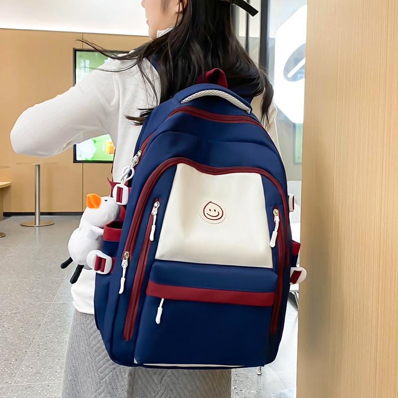 Schoolbag new large-capacity backpack new color matching bag high school student schoolbag women's campus fashion backpack high value simple
