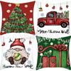 New Model Snowman Print Linen Super Soft Christmas Theme Sofa Pillow Cover Cushion Cover