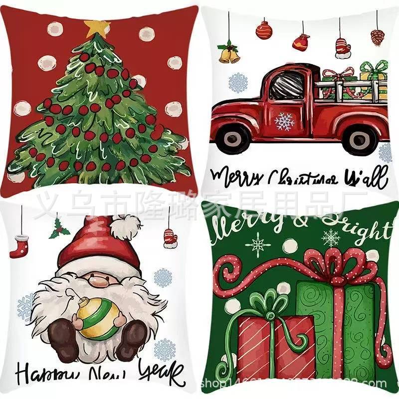 New Model Snowman Print Linen Super Soft Christmas Theme Sofa Pillow Cover Cushion Cover