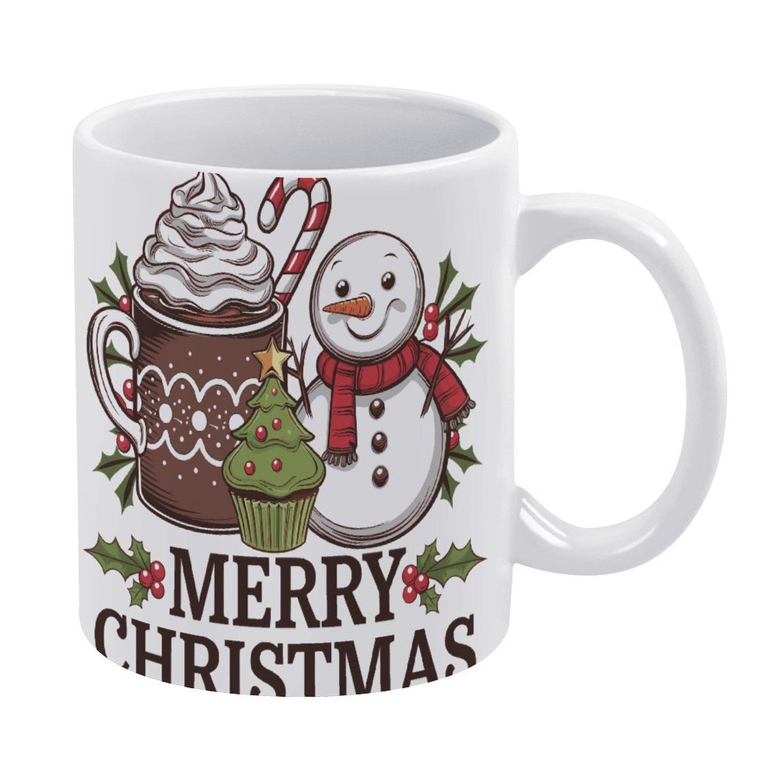 

1 шт. 11 унций пустая керамическая кофейная кружка, двусторонняя печать, полированная поверхность, прочная структура, классическая повседневная кружка для дома и офиса белый