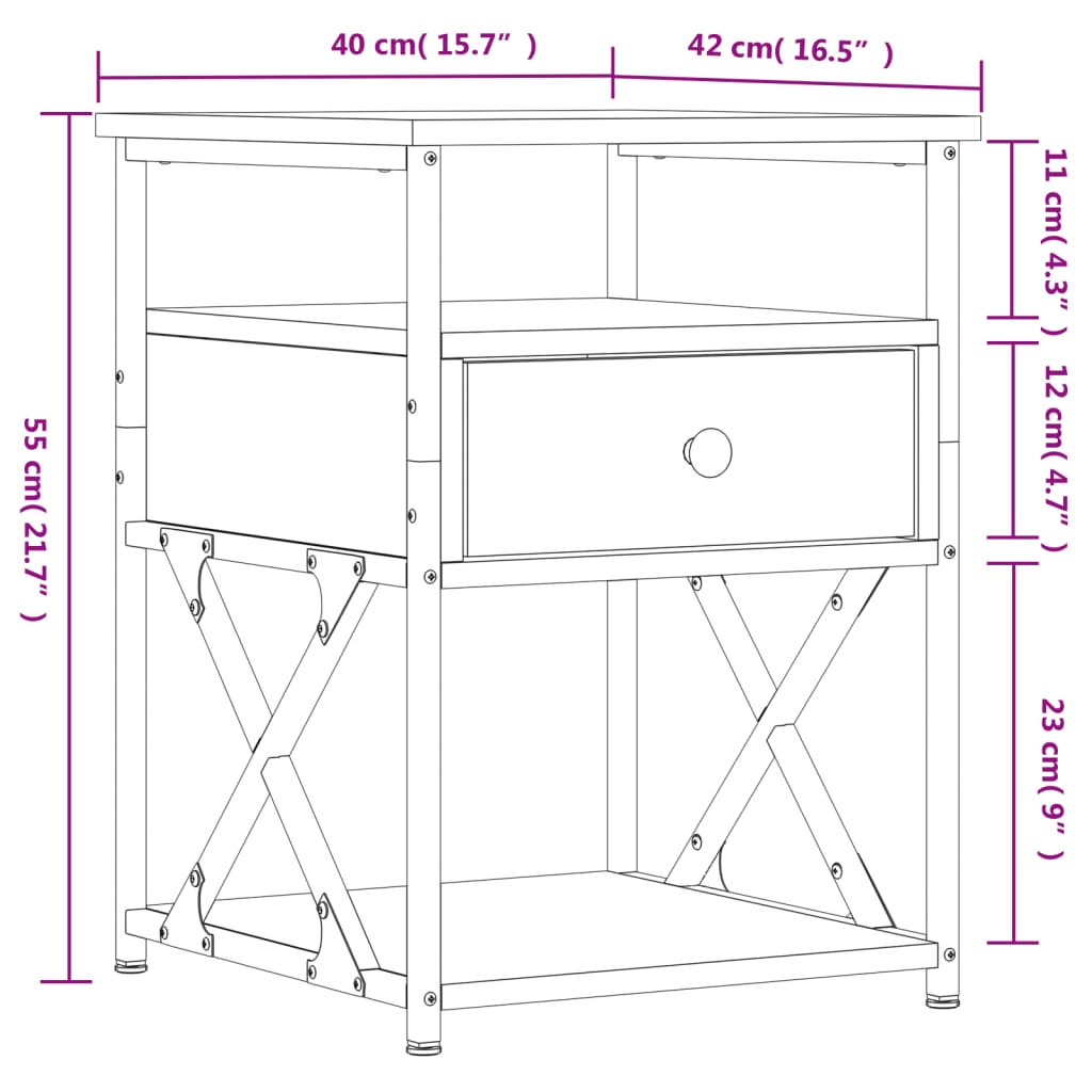 Nightstand Sonoma Oak 40 x 42 x 55 cm Engineered Wood