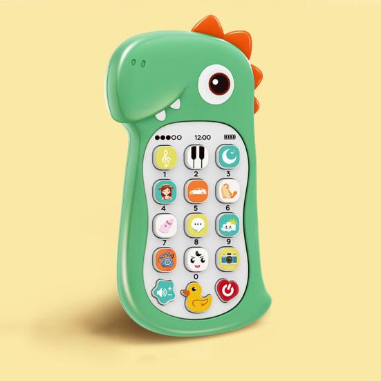 Music Phone Toy Bite-resistant Simulated Thickened Bilingual Volume Adjustment Number Enlightenment ABS Cute Dinosaur Education Phone Birthday Gift