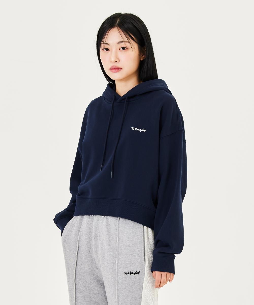 Mark Gonzales Womens Sign Logo Og Cropped Sweat Hoodie - Navy Navy/090