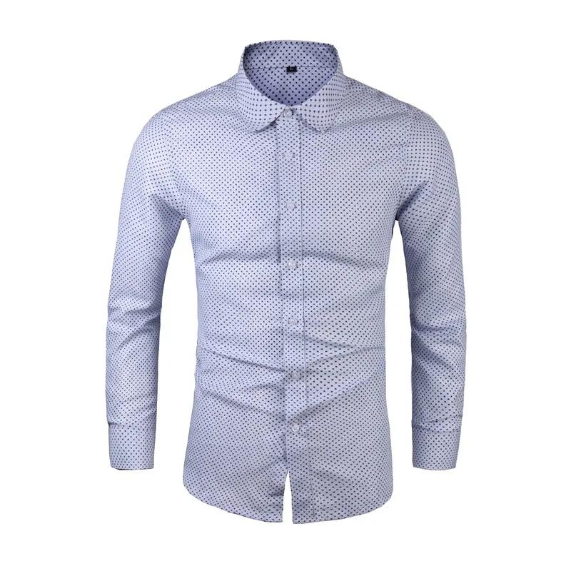 

2026 Spring High Quality Mens Long Sleeve Casual Shirt Fashion Men Turn-Down Collar Business Shirts Male Plaid Loose Fit Shirt 6XL белый