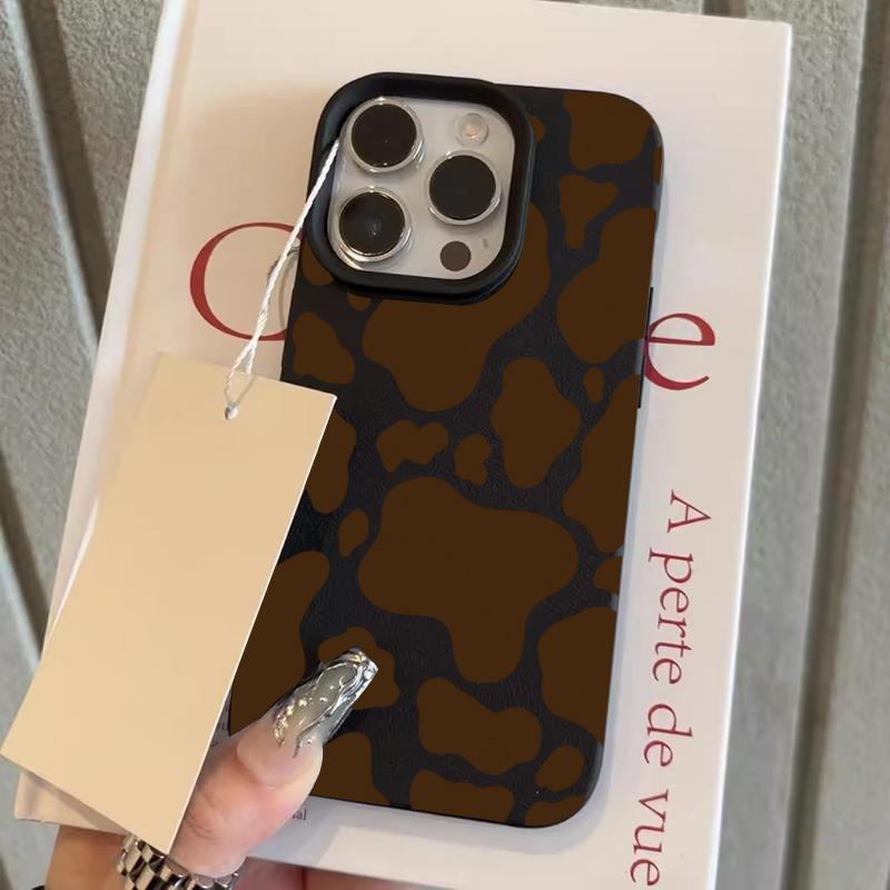 

Brown Cow Print Pattern Design Protective Cover for iPhone 17 16 15 14 13 12 11 16E Series Pro Max Plus iphone 14 Pro