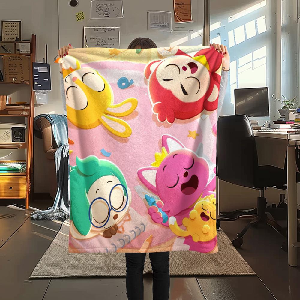 1 ks Flísová deka s potiskem Pinkfong, Vysoká kvalita, Pohodlná pro všechna roční období, Domácí dekorace, Teplo a pohodlí, Perfektní pro vánoční dárky111
