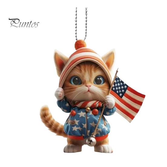 

Подвеска в виде кота, украшение для зеркала заднего вида автомобиля, 2D, плоская акриловая подвеска в виде кота, держащаяся на флаге, подарочный мультяшный автомобильный аксессуар A