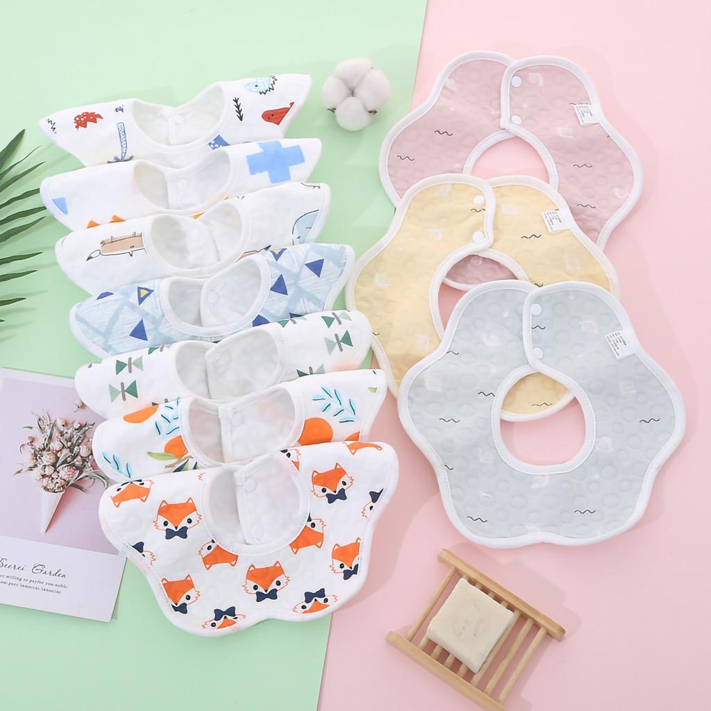 Bib Petal Newborn Cotton Fabric Waterproof Breathable Snap Baby Saliva Towel Care ToiletriesRandom Style