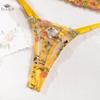 Vibrant Floral Embroidery Underwire Thong Thigh Straps Lingerie Set