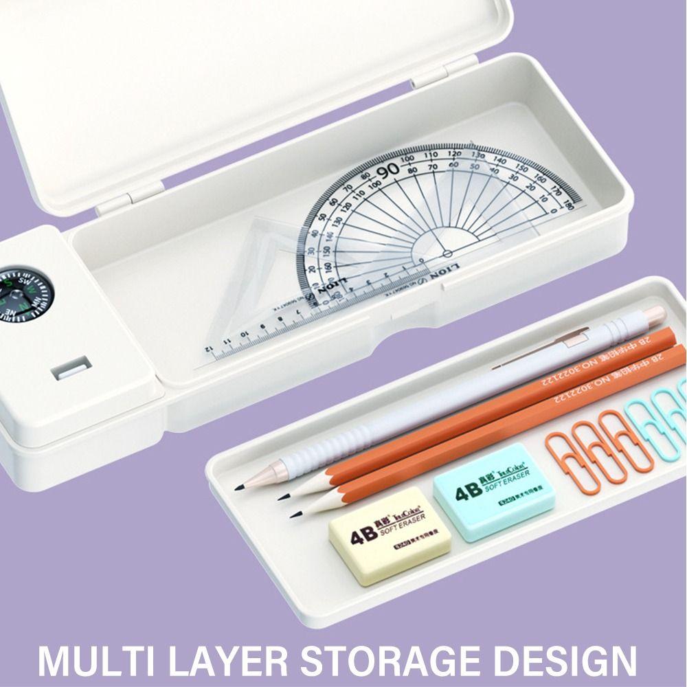 With Compass Pencil Box With Fan/Desk Lamp Stationery Organizer  For Boys/Girls