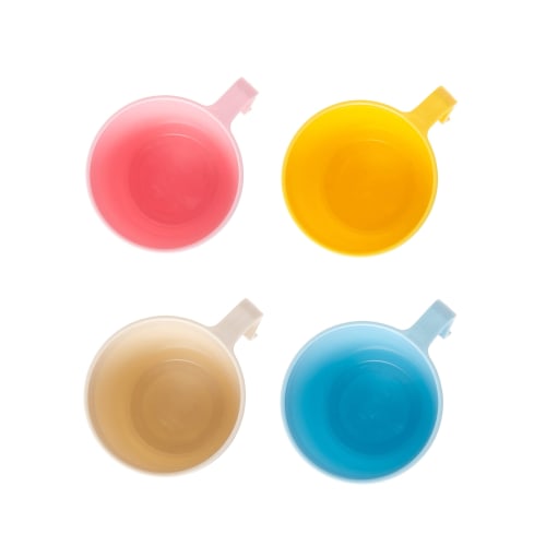 Strix Design Mighty Cups, Made In Japan, 4-Piece Set, 250ml, Pastel Colors, Microwave-Safe, Stackable Plastic Cups/Mugs, Camping, MA-304